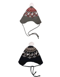 DOPAMINE WINTER Woolen Russian Grey & Blue Color Cap Combo For Babies / Kids (Pack of 2) - 0-12 Months, Woolen, Pack of 2